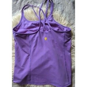 Yellowberry Flip Tank Lilac Purple Built-In Sports Bra Active Tank Top L